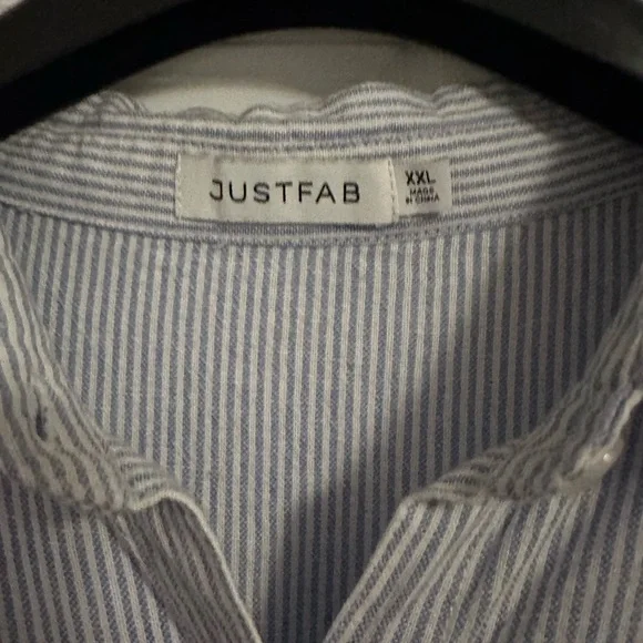 JustFab Linen Shirt Dress size XXL fits XL fits XL Blue White Stripes - Picture 9 of 13